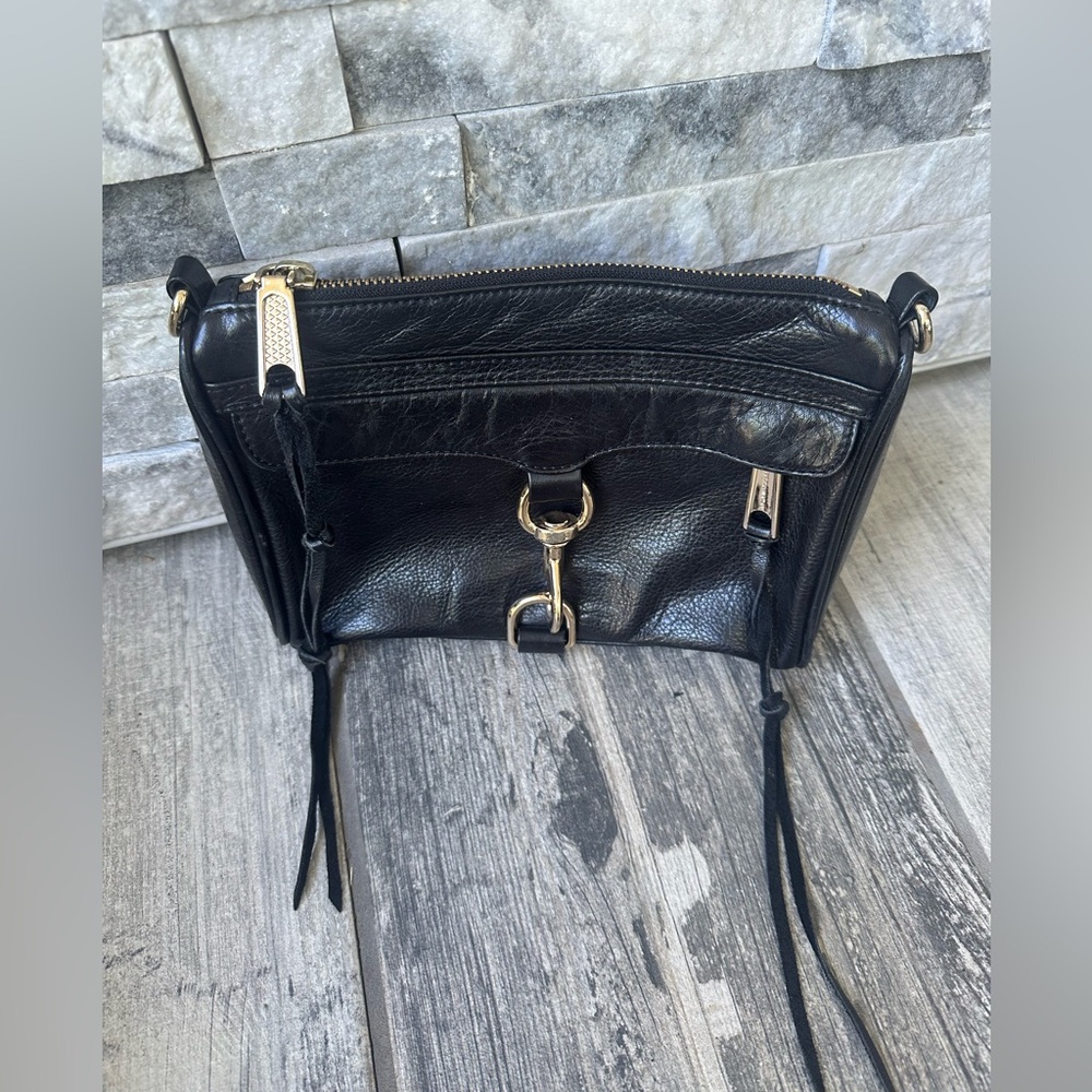 Rebecca Minkoff MAC Leather Black and Gold Handbag ONLY - Picture 5 of 17